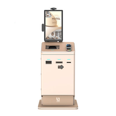 21.5 inch Touch Display Self Check in Hotel Kiosk With Key Dispenser And Passport Reader
